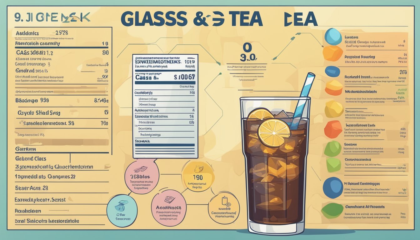 A glass of iced tea with various sweeteners and additives, next to a glycemic index chart