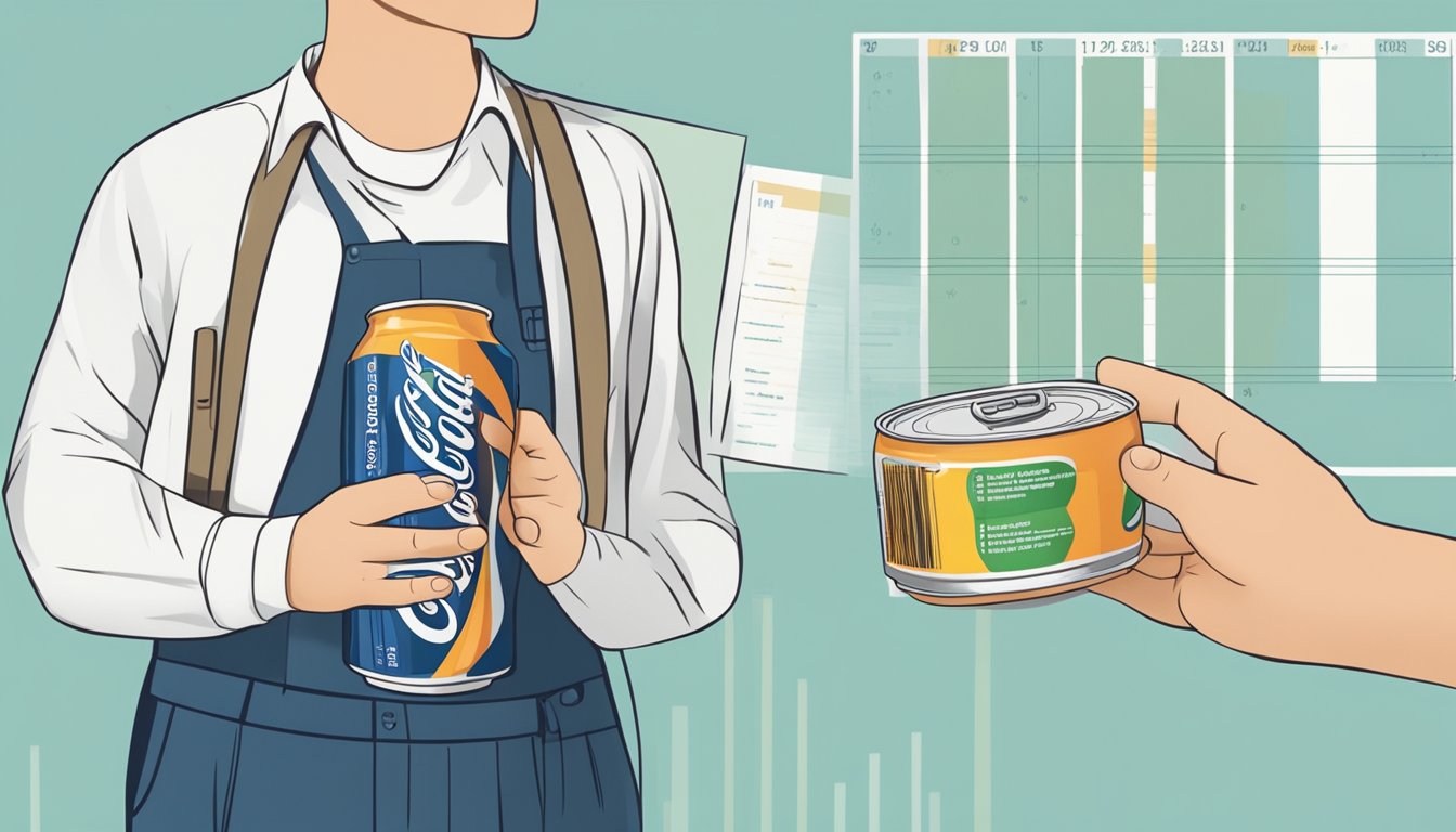 A person holding a can of diet soda with a glycemic index chart in the background