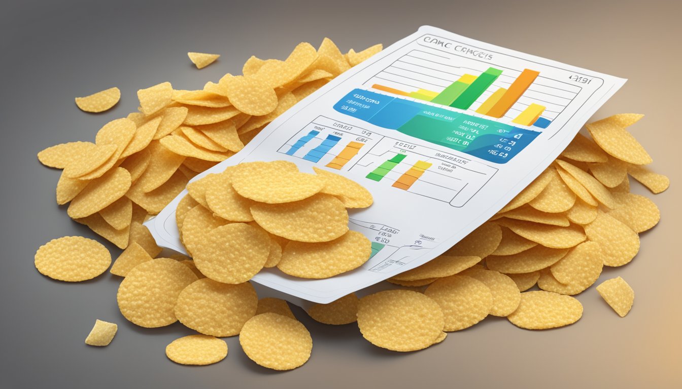 A pile of corn chips with a glycemic index chart in the background