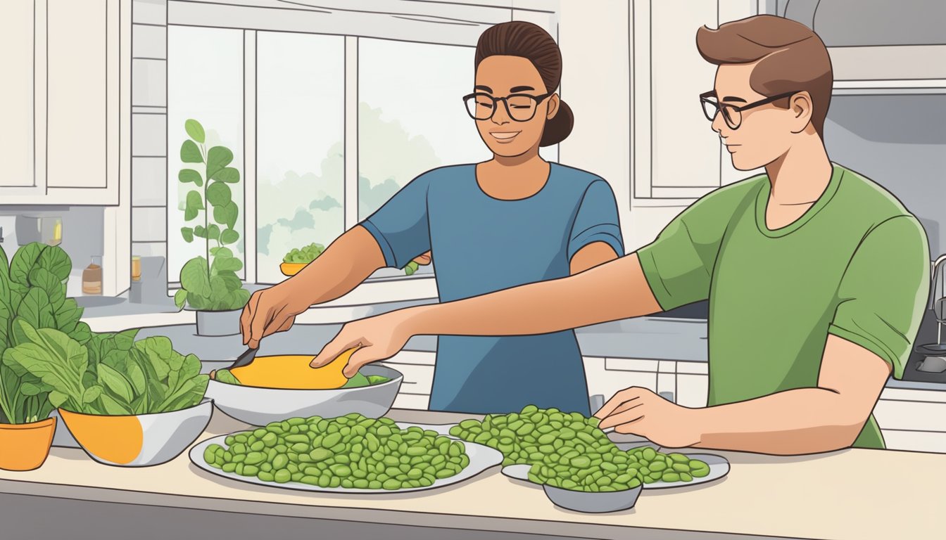 A person cooking lima beans while researching the glycemic index for a personal loan application