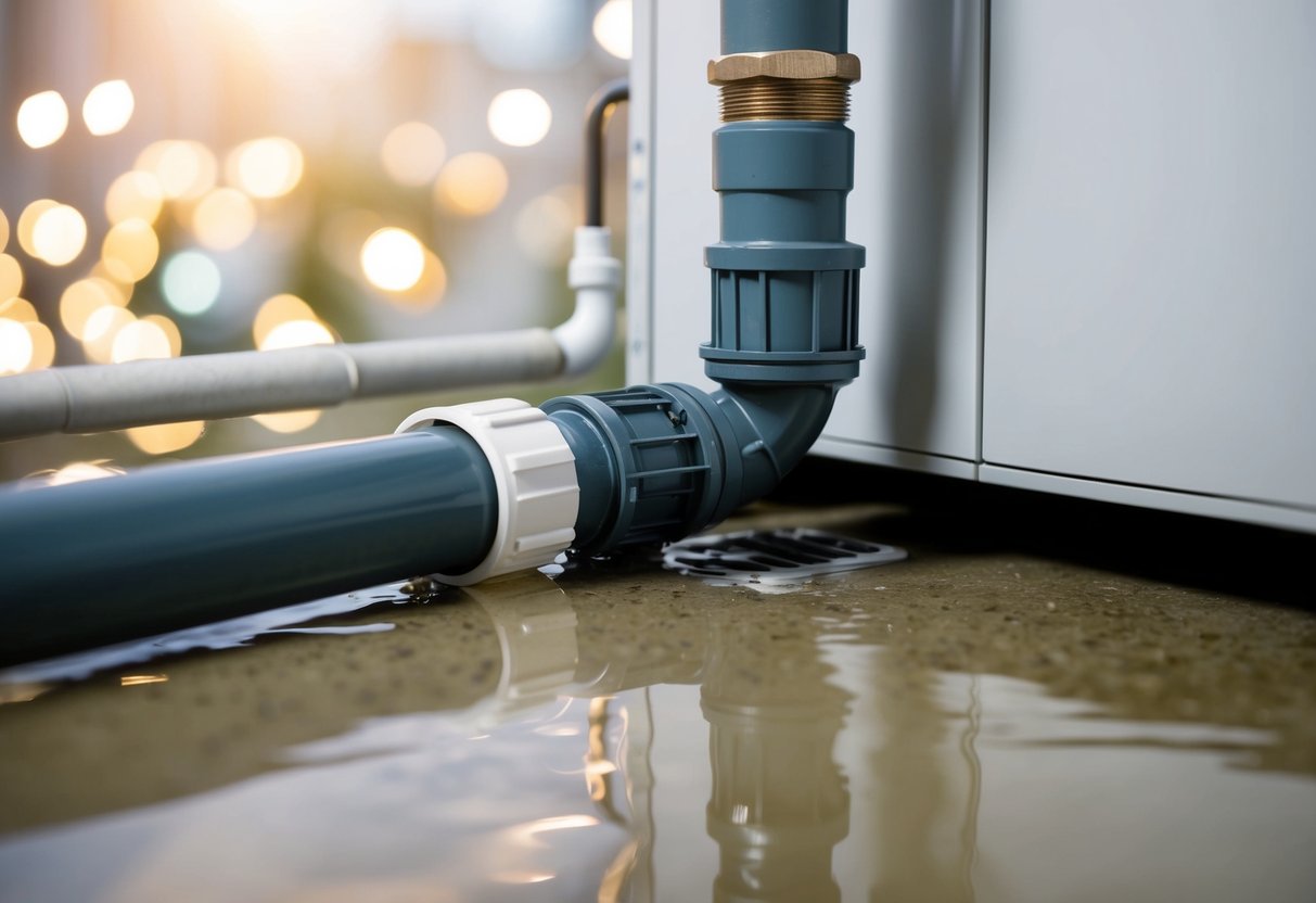 A clogged condensate drain line causing water damage to HVAC system and surrounding area