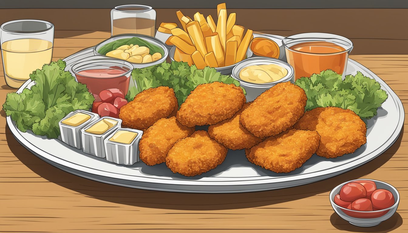 A plate with chicken nuggets and alternative foods, with a glycemic index chart in the background