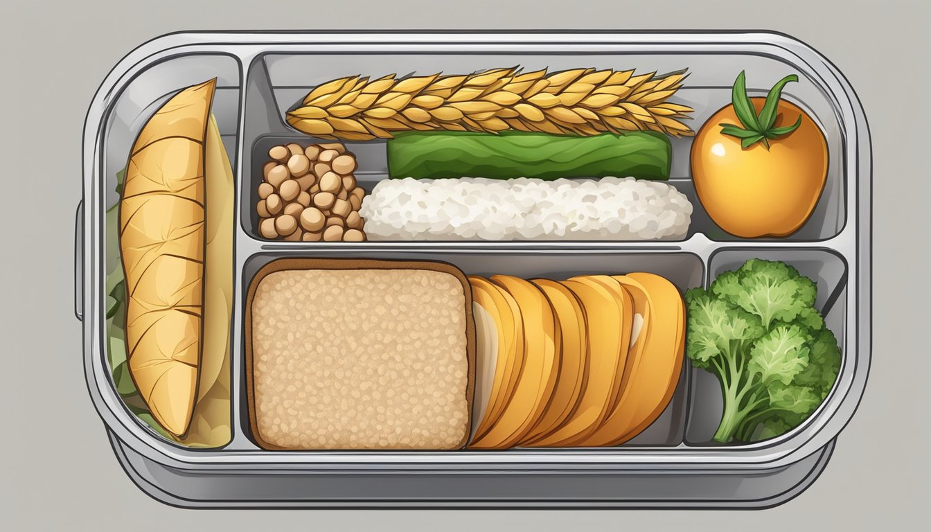 A lunch box with a variety of smart carbohydrate options, such as whole grains, vegetables, and lean proteins, neatly arranged and ready to be packed for work or school