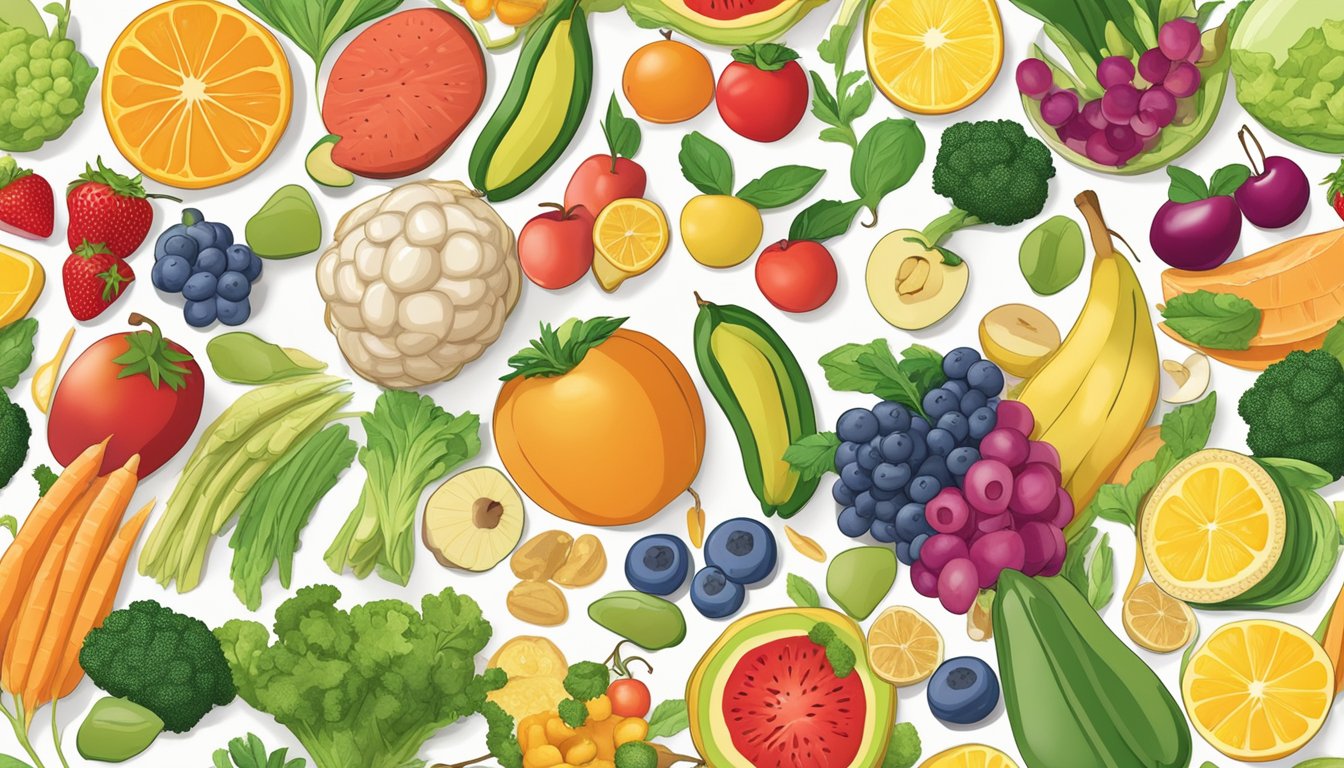 A colorful array of fruits, vegetables, lean proteins, and whole grains arranged on a plate, showcasing a balanced and nutritious meal for a picky eater with diabetes