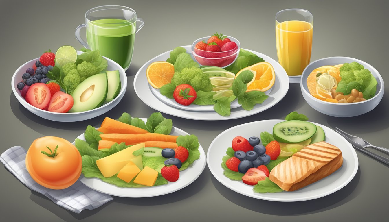 A colorful plate of balanced, energy-boosting diabetic-friendly foods arranged in an appealing and appetizing manner