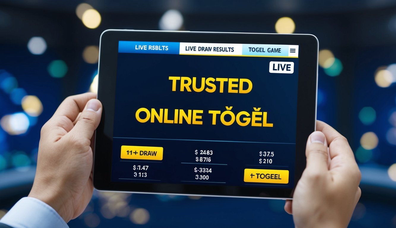 Sebuah layar digital yang menampilkan hasil undian langsung untuk permainan Togel online yang terpercaya, dengan rasa kecepatan dan presisi