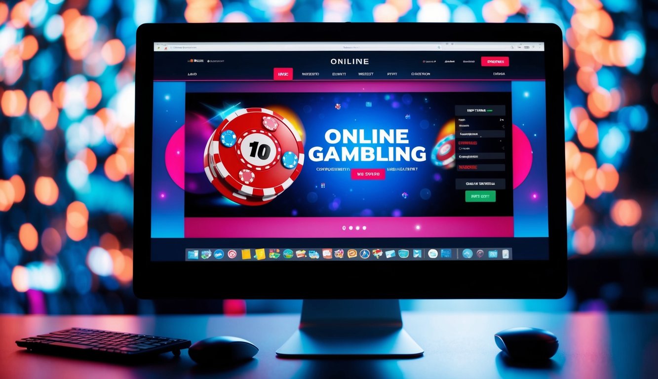 Sebuah layar komputer menampilkan antarmuka situs judi online yang berwarna-warni dan dinamis