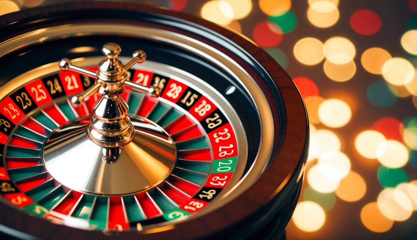 Roda rolet online yang berputar dengan slot bernomor berwarna-warni