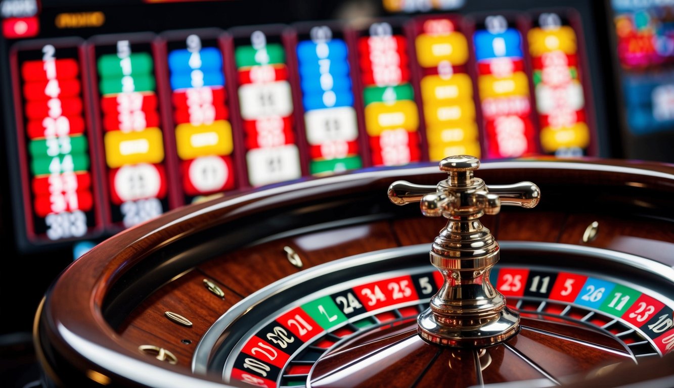 Roda roulette online yang berputar dengan slot bernomor berwarna-warni