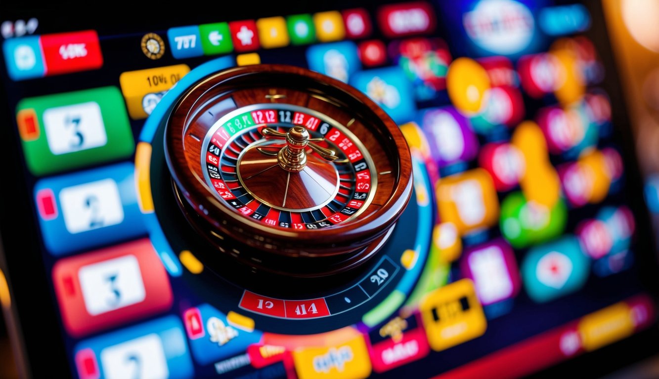 Roda roulette berputar di antarmuka kasino online yang penuh warna