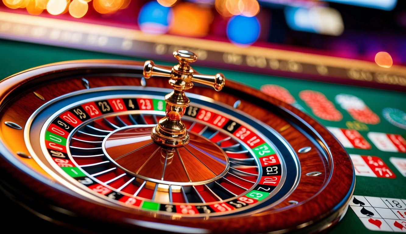 Roda roulette berputar di antarmuka kasino online yang penuh warna