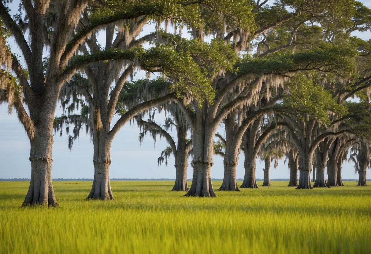 A lush, marshy landscape stretches out with towering cypress trees and dense sawgrass, teeming with wildlife and alive with the sounds of nature