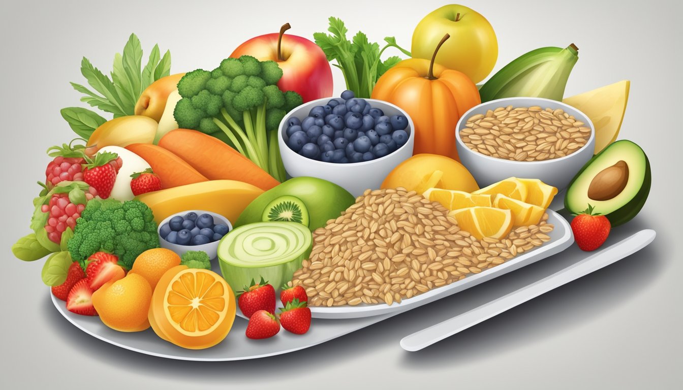 A colorful plate of balanced, nutrient-rich foods with a variety of fruits, vegetables, lean proteins, and whole grains arranged in an appealing and appetizing manner