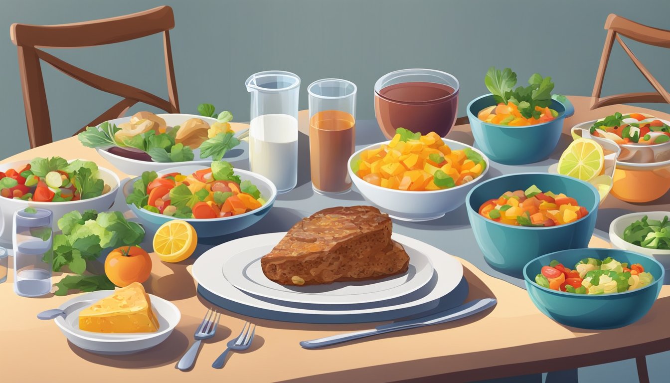 A table set with a colorful array of diabetes-friendly dinner recipes and bone-healthy meal plans for diabetics