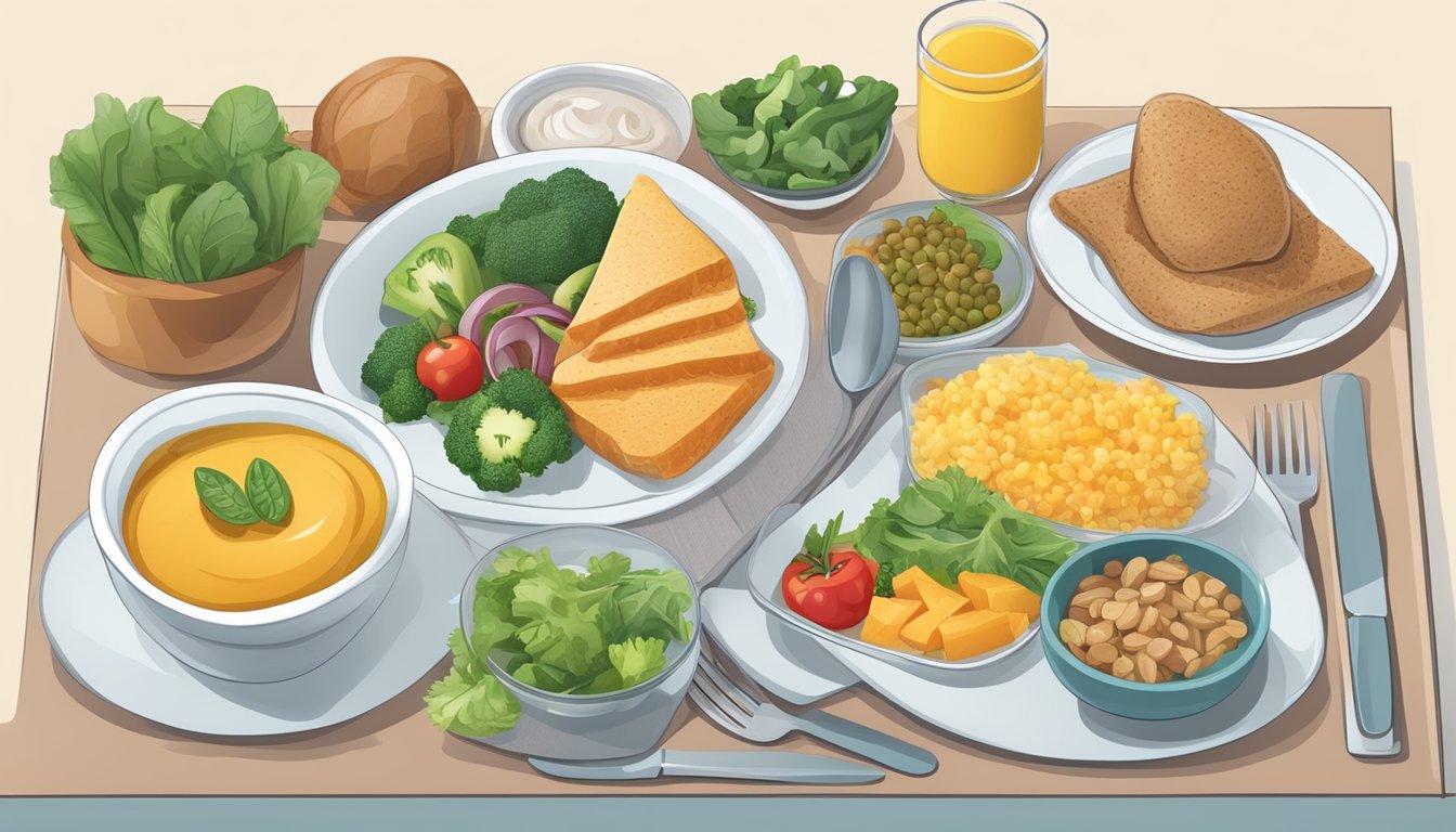 A table set with a balanced meal including thyroid-friendly and diabetic-friendly foods