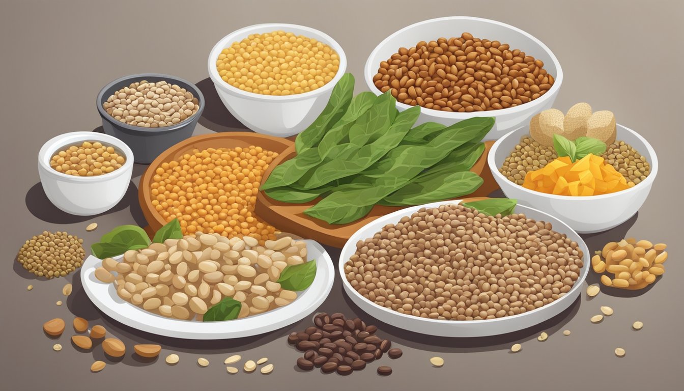 A plate of food with a variety of ingredients, including sources of resistant starch such as beans, lentils, and whole grains, arranged in an appealing and appetizing manner