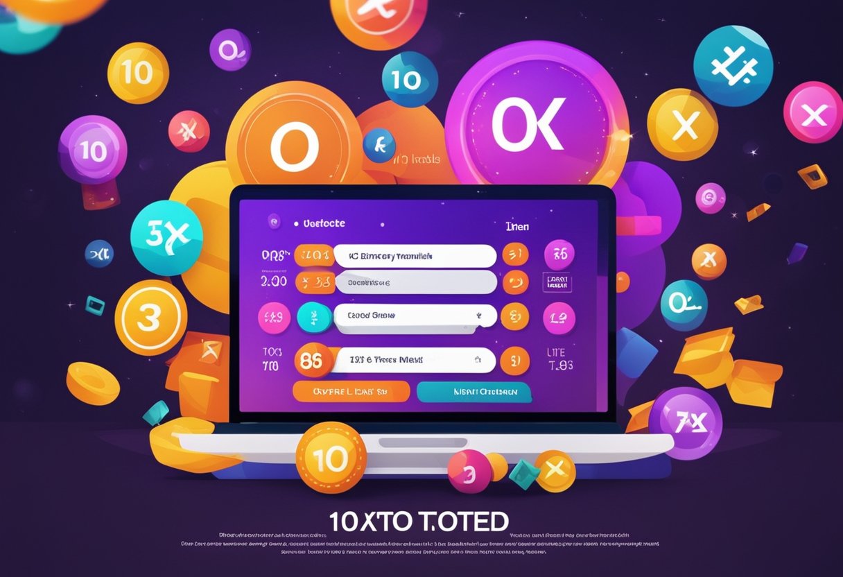 Antarmuka digital yang berwarna-warni dan mencolok menampilkan 10 situs web lotere online tepercaya, dengan logo OLXTOTO ditampilkan secara mencolok