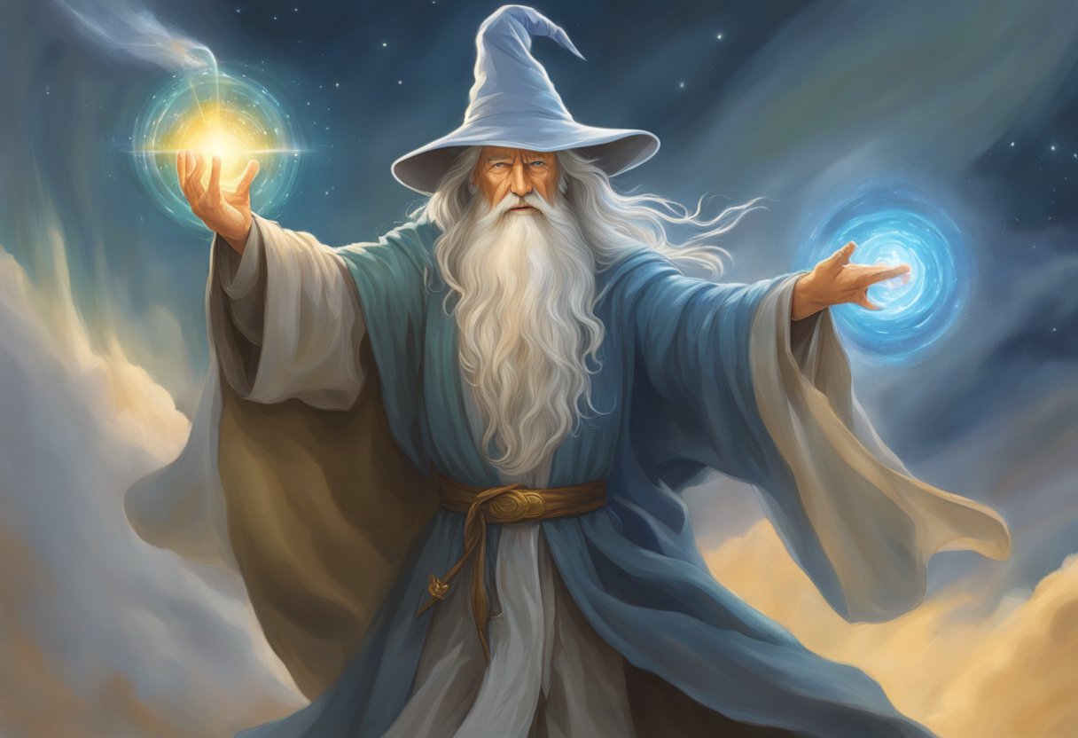 Eru's radiant presence envelops Gandalf, sending him back with divine purpose