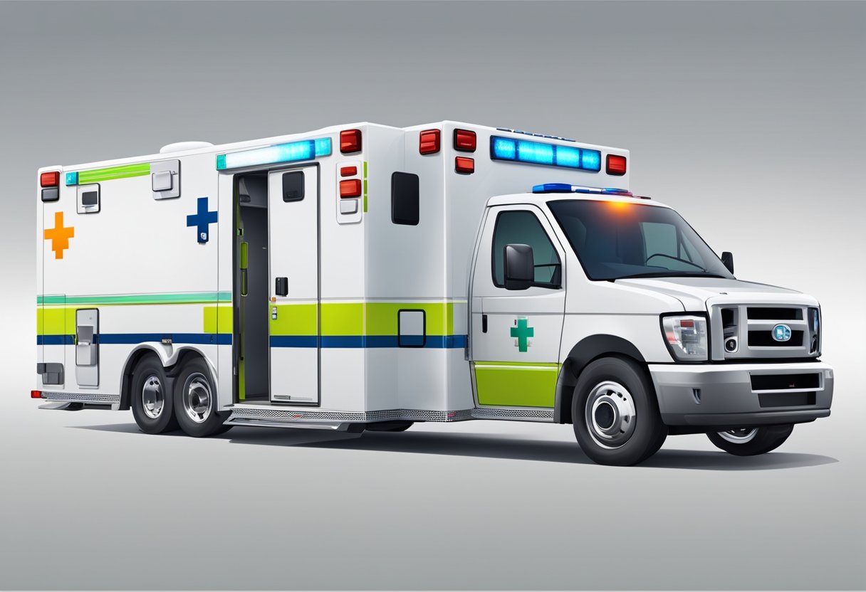 Uma ambulância moderna equipada com tecnologia avançada e comodidades adicionais
