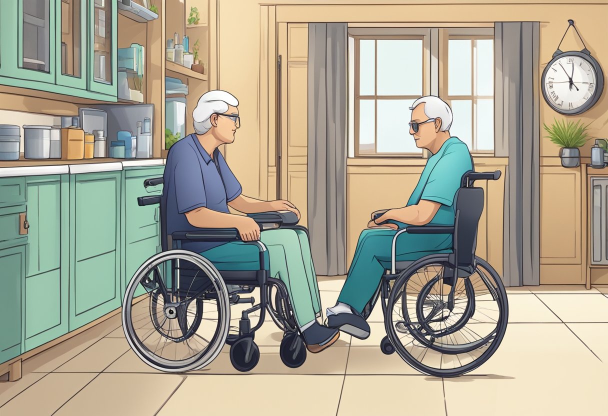 Uma pessoa utilizando um serviço privado de saúde móvel, desfrutando de uma alta qualidade de vida e mobilidade aprimorada.