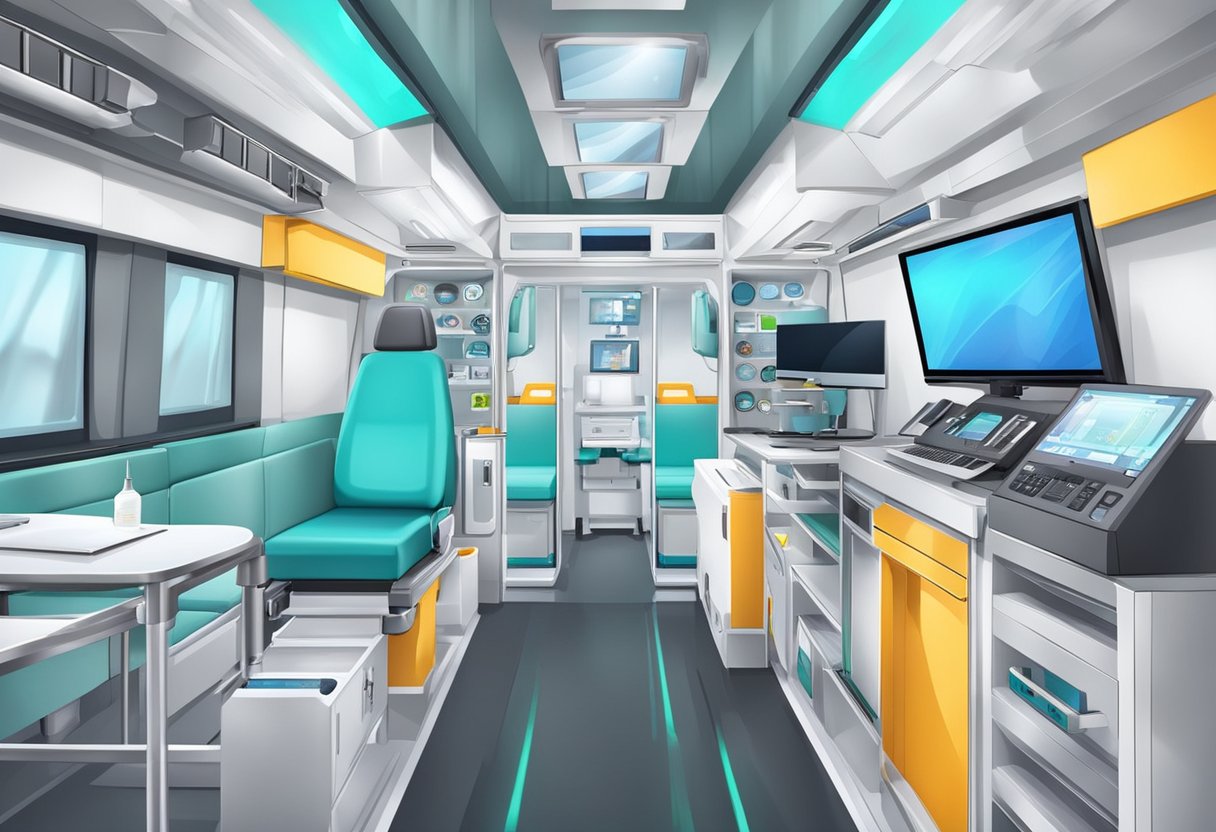 Ambulância para Eventos Preço: Fatores que Influenciam os Custos 6 Um interior de ambulância moderna com equipamentos e tecnologia médica avançada para eventos