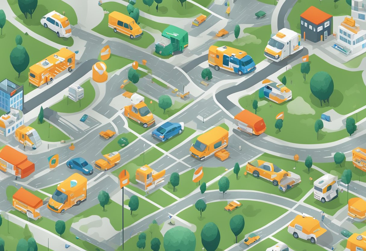 Serviços de Ambulância: Importância e Eficiência no Atendimento Emergencial 6 Um mapa de uma cidade com ícones de ambulância espalhados por toda parte, mostrando a cobertura geográfica e a disponibilidade dos serviços de ambulância.