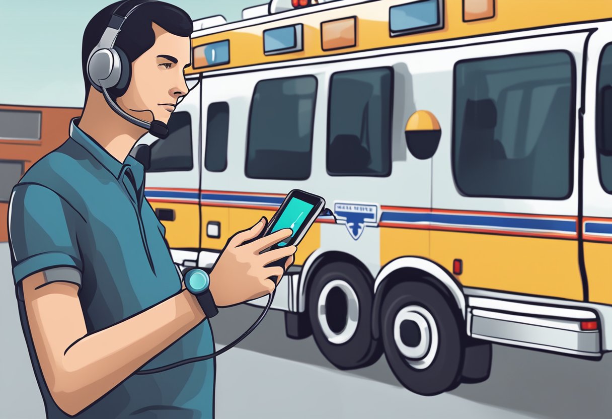 Quanto Custa Chamar Uma Ambulância: Guia Atualizado Sobre Tarifas e Serviços Uma pessoa discando 911 em um telefone com uma ambulância ao fundo