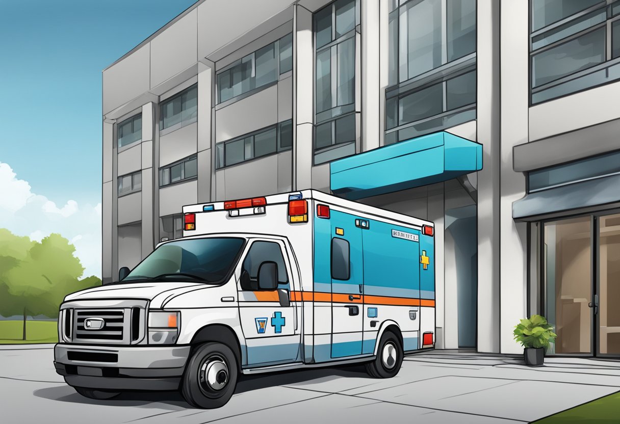 Ambulância Particular Preço: O Que Considerar ao Contratar Serviço 3 Uma ambulância particular estacionada do lado de fora de um edifício, com um paramédico ao lado, pronto para prestar serviços médicos.