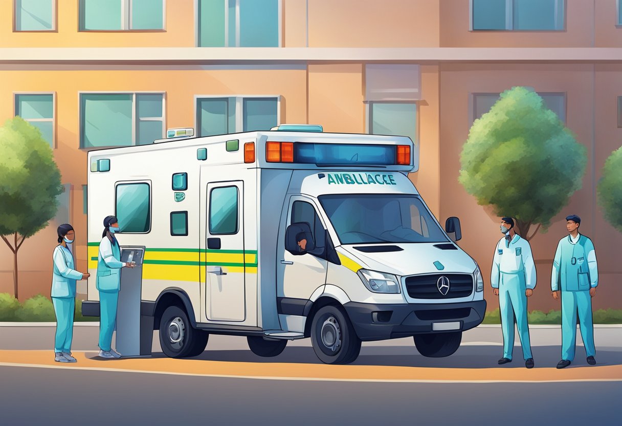 Ambulância Particular Preço: O Que Considerar ao Contratar Serviço 5 Uma equipe médica treina ao lado de uma ambulância privada, discutindo preços.