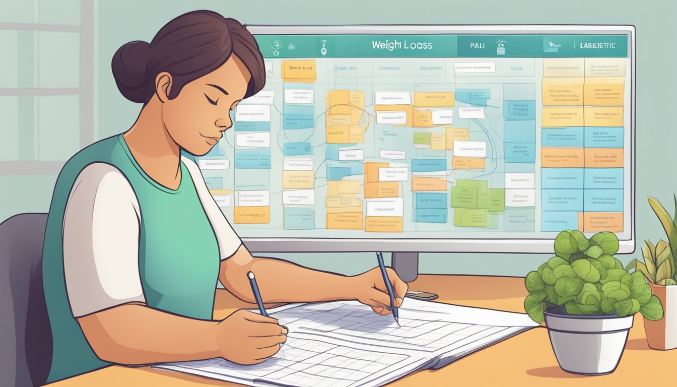 A person mapping out a sustainable weight loss plan, facing emotional challenges in their diabetic journey