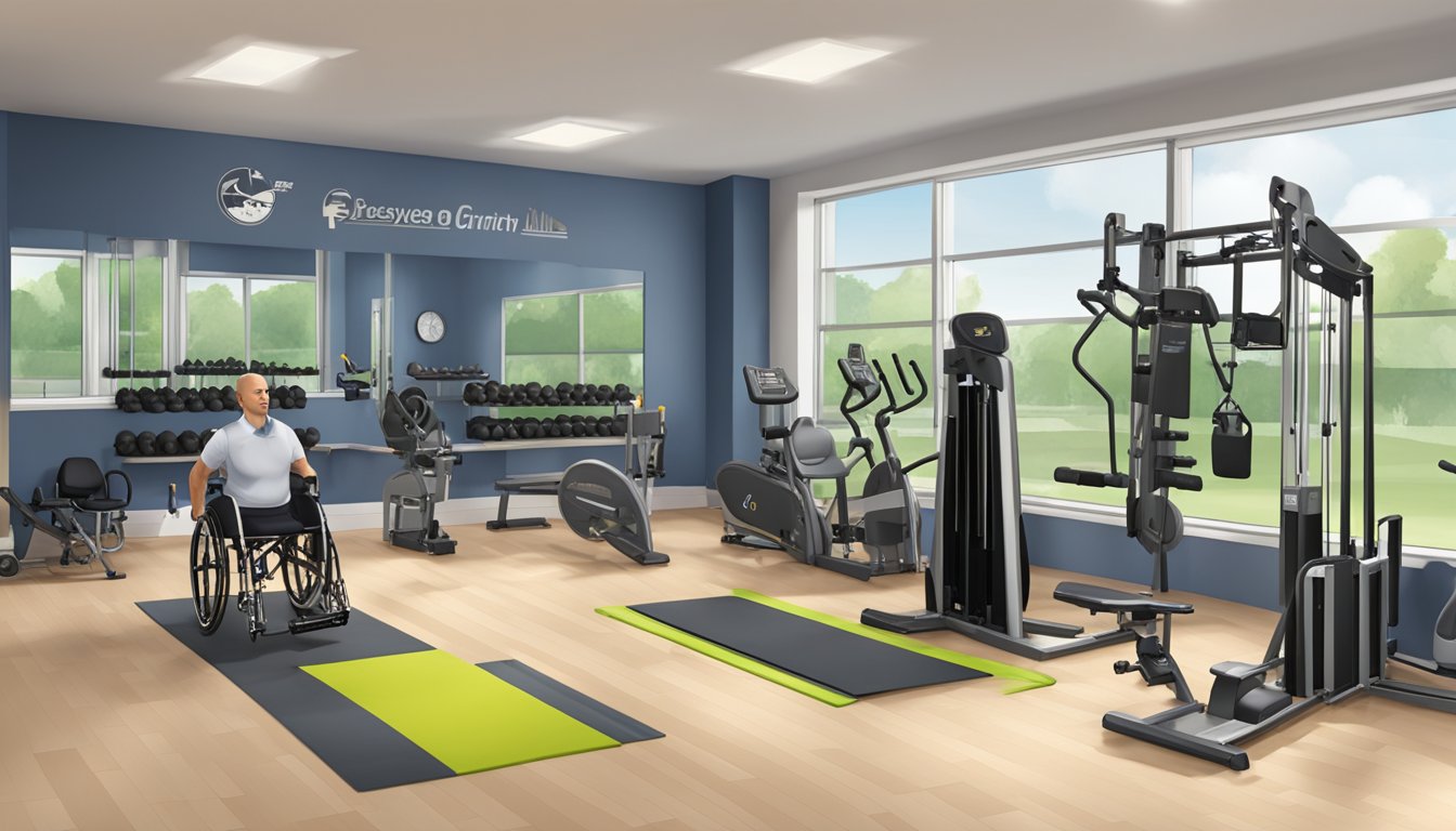 A wheelchair-accessible gym with diverse exercise equipment and a variety of physical activity options for diabetics with limited mobility