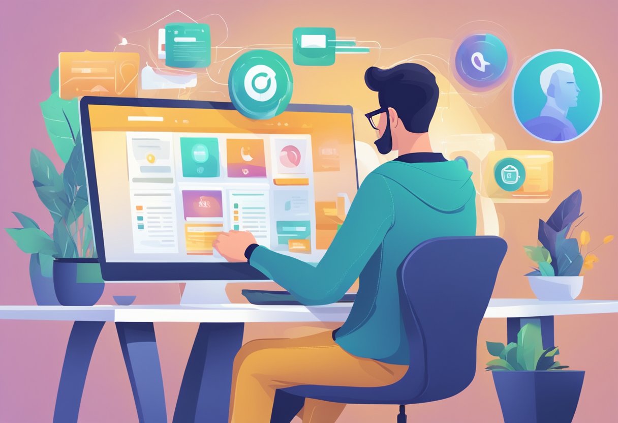 A person browsing through various affiliate marketing platforms on a computer, comparing features and reviews