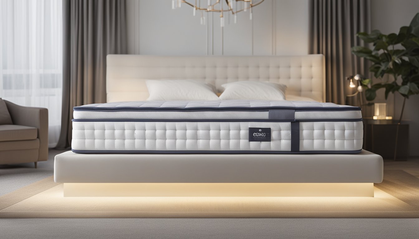 A comfortable mattress with a supportive structure and plush top layer, surrounded by a peaceful bedroom setting