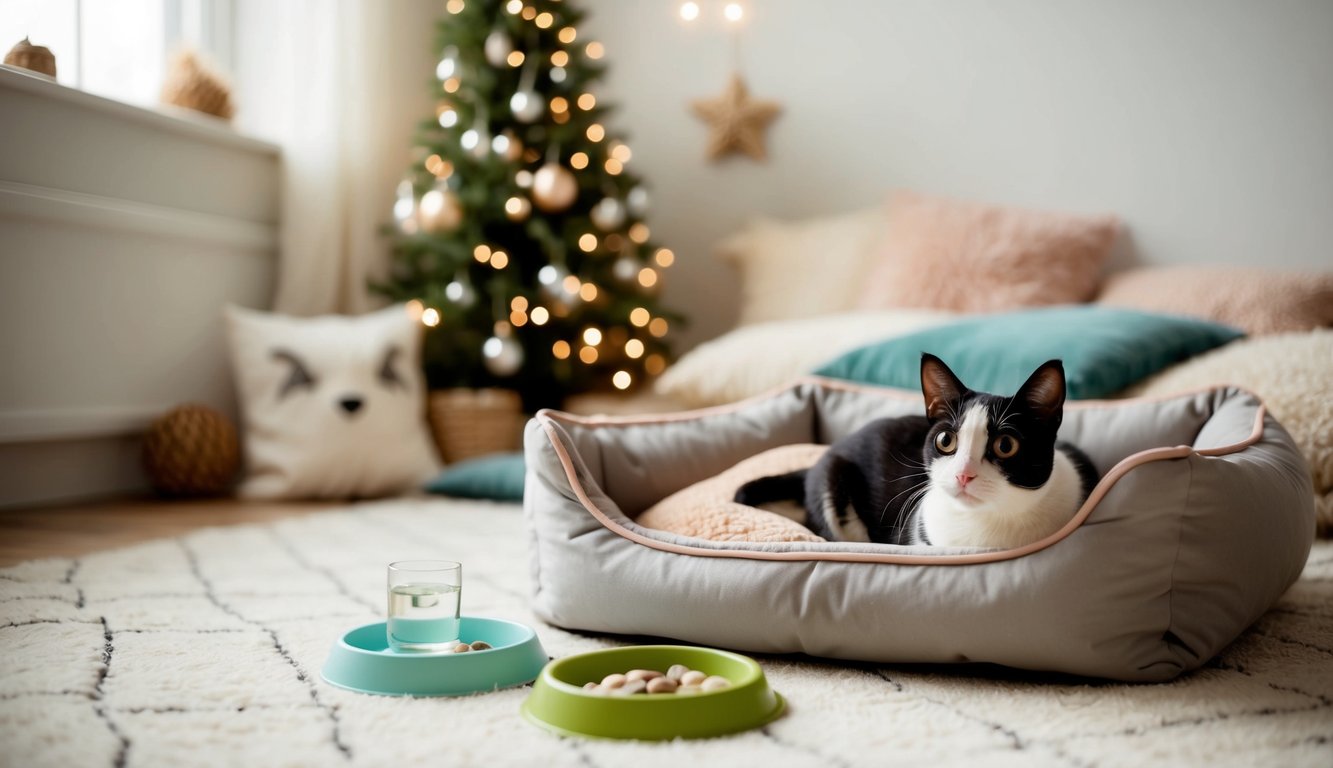 Seasonal Care Tips for Small Pets: Keeping Your Pet Healthy Year-Round 5 A cozy, well-lit room with soft bedding, fresh water, and seasonal decorations for small pets