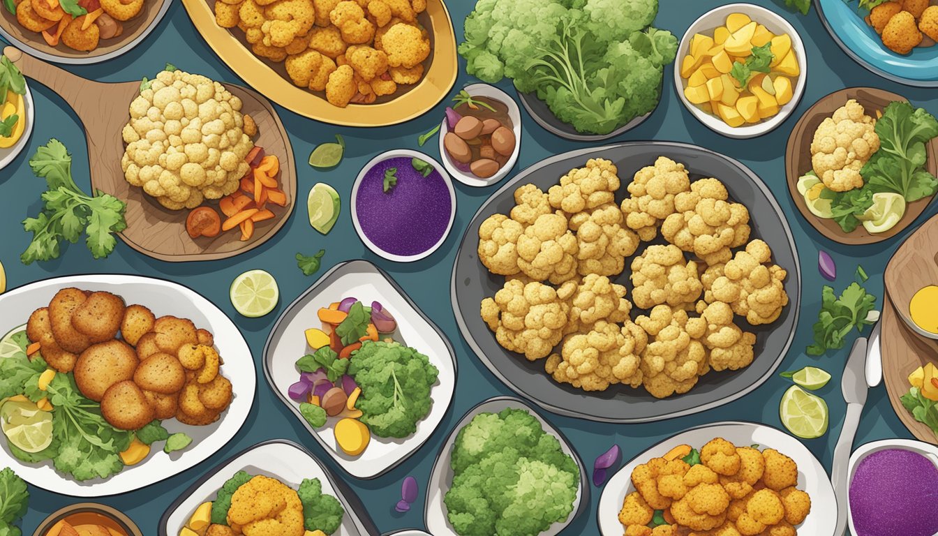 A platter of roasted cauliflower steaks surrounded by colorful kidney-friendly diabetic meal plans