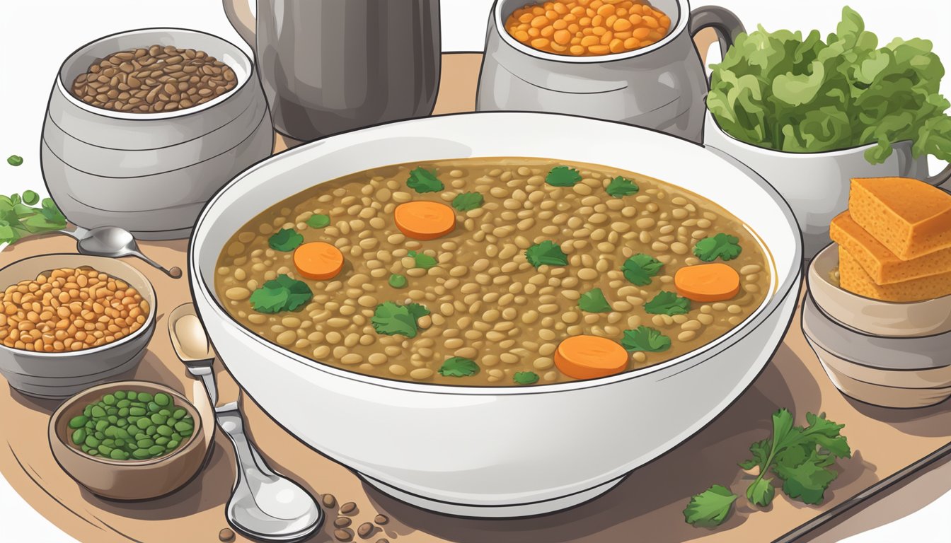 A steaming bowl of lentil soup surrounded by kidney-friendly diabetic meal plans