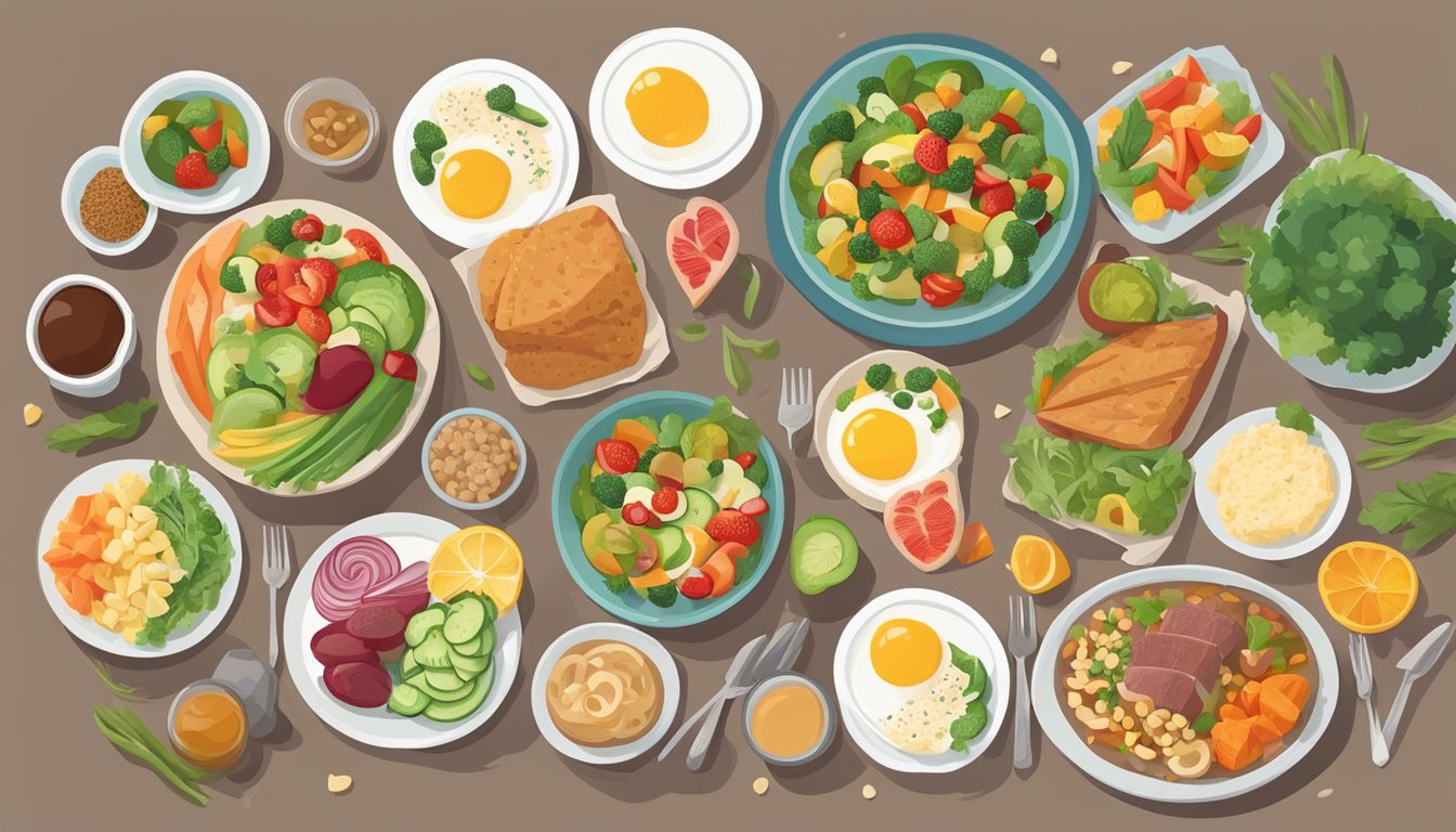 A table set with 15 heart-healthy diabetic meal plans, featuring a variety of colorful and nutrient-rich foods, including lean proteins, whole grains, and plenty of vegetables