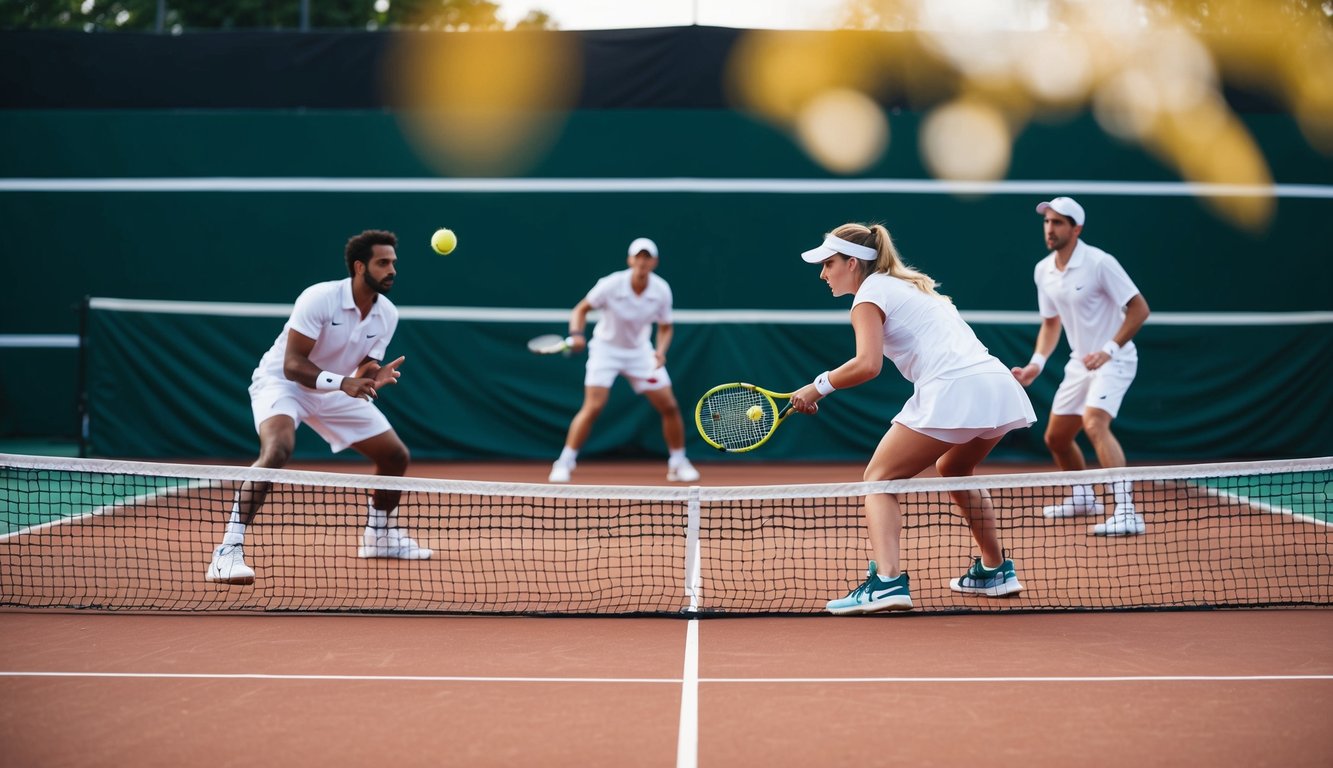 Sebuah lapangan tenis dengan pemain yang merencanakan dan menyusun strategi untuk langkah berikutnya