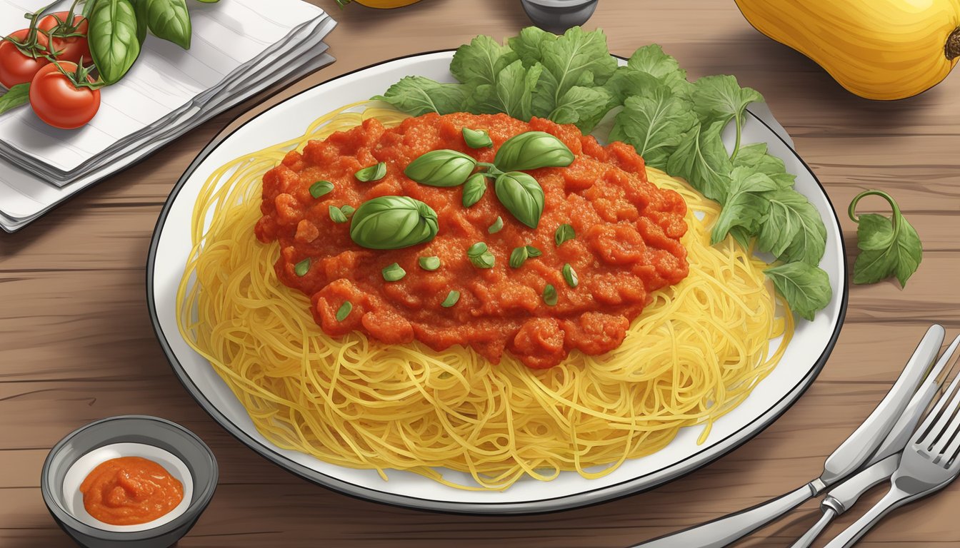 A plate of spaghetti squash topped with marinara sauce, surrounded by a variety of diabetic-friendly meal plans