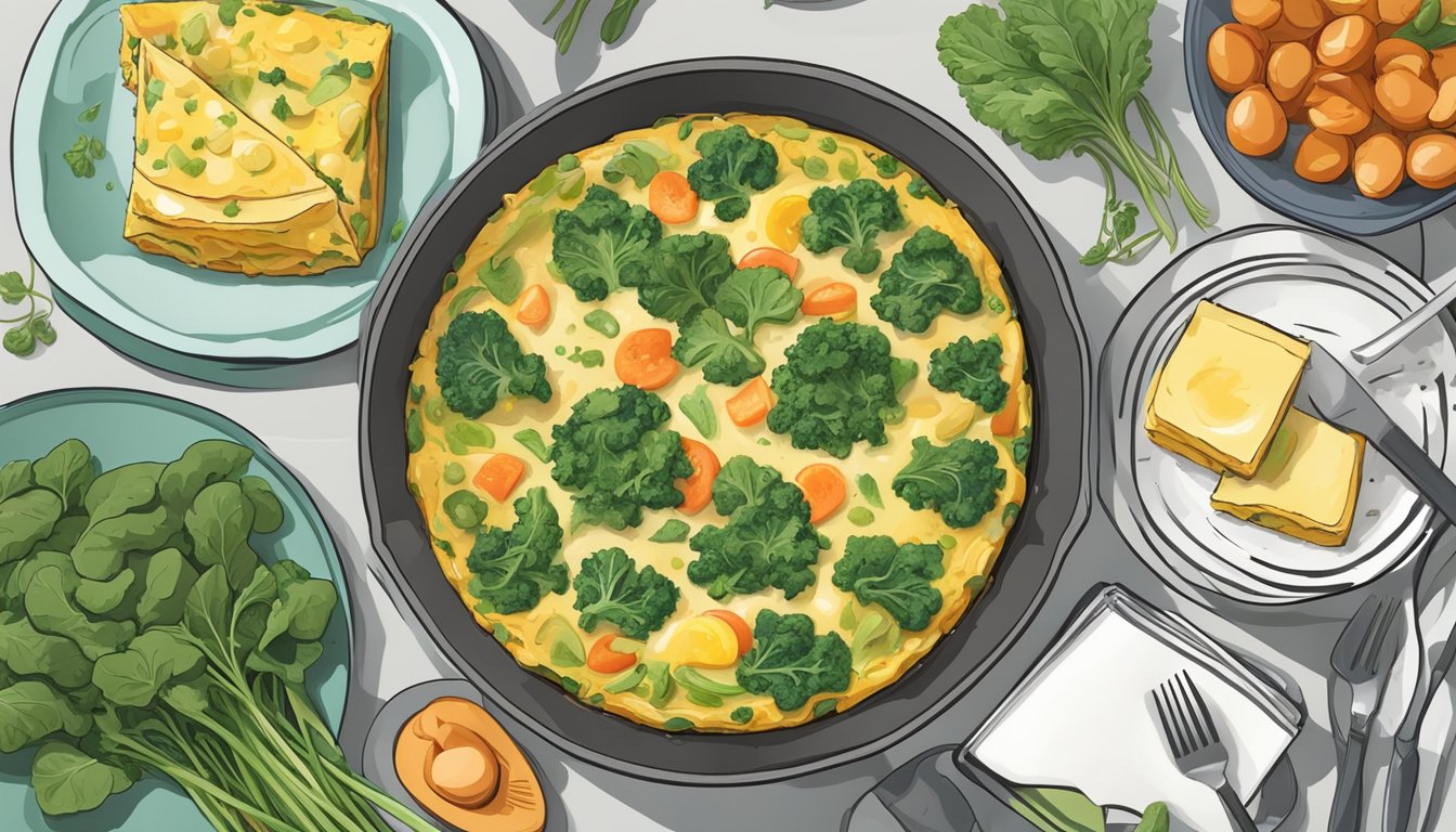 A colorful frittata filled with kale and spinach surrounded by 11 vibrant meal plans designed to support adrenal health and manage diabetes