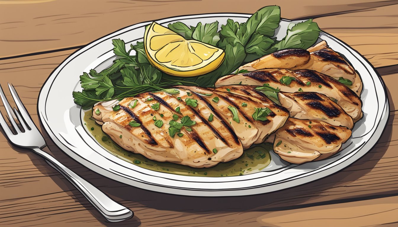 A plate of grilled lemon herb chicken with kidney-friendly diabetic meal plans displayed on a table