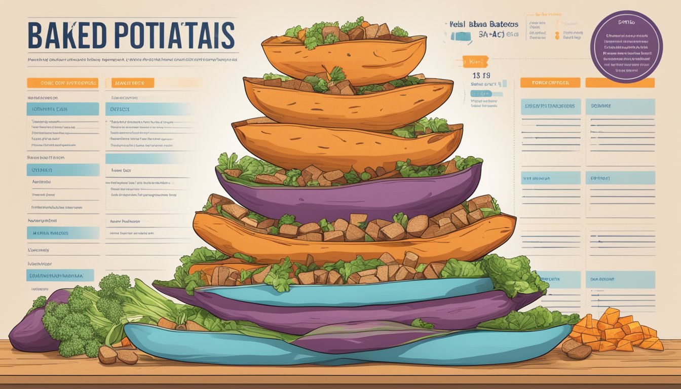 A colorful array of baked sweet potatoes arranged around a stack of 13 meal plans for diabetics, with sinus health-related imagery in the background