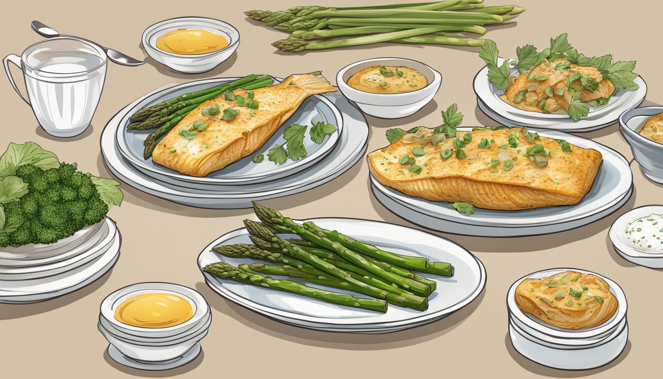 A plate of baked cod with asparagus surrounded by 14 different meal plans, each labeled as "Longevity-Promoting Diabetic Meal Plans."