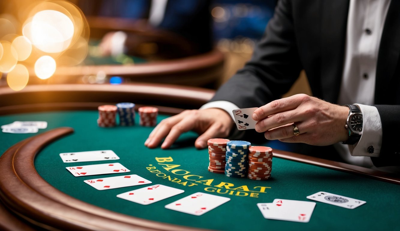 Panduan baccarat untuk pemula dengan kartu, chip, dan tangan dealer