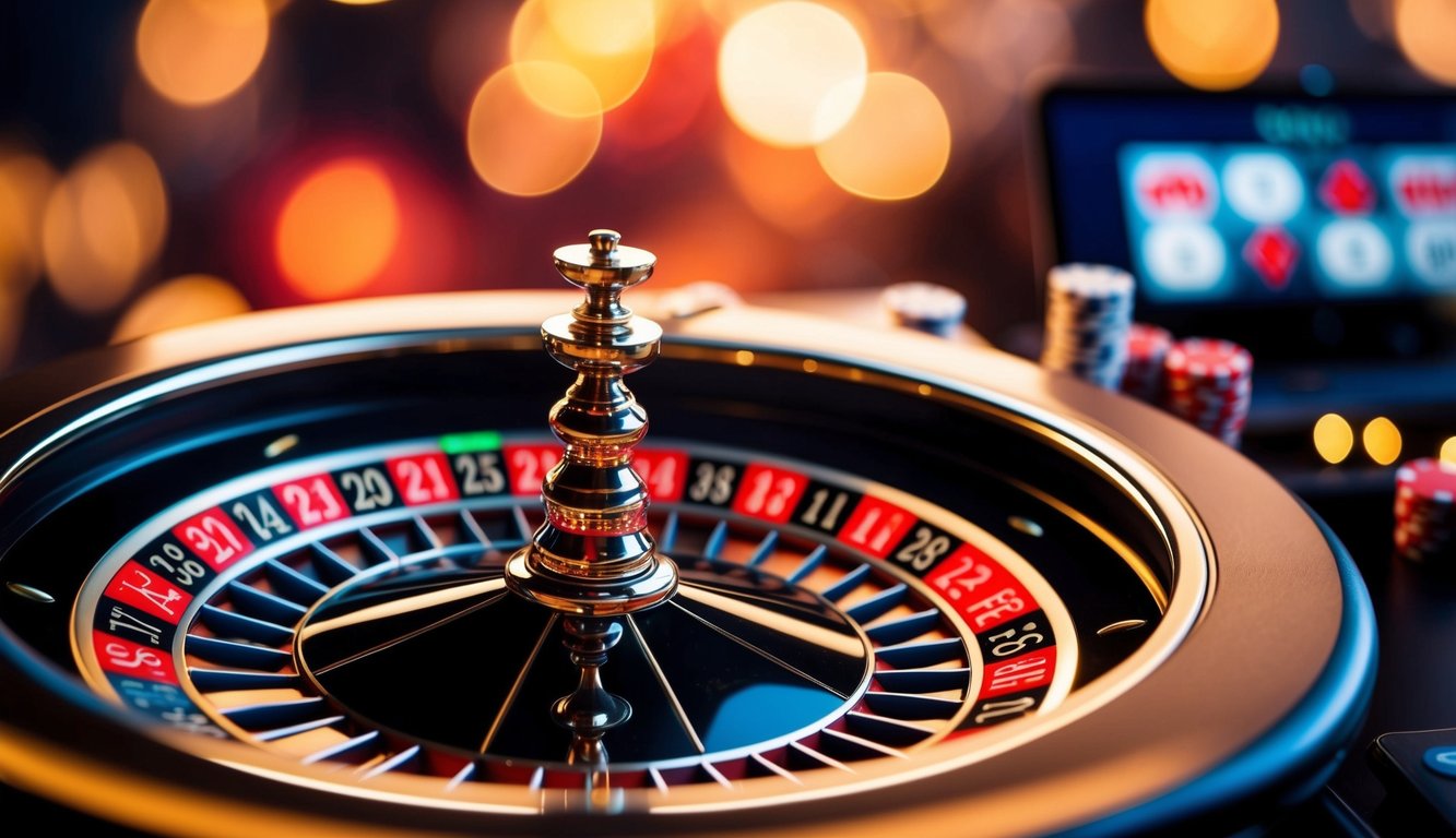 Roda roulette berputar dengan antarmuka online dan sistem permainan yang adil