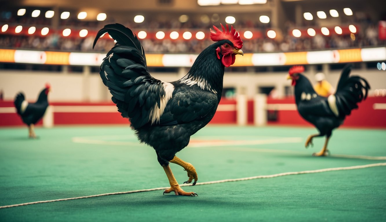 Sebuah arena sabung ayam yang hidup dengan peluang tinggi dan kompetisi yang intens