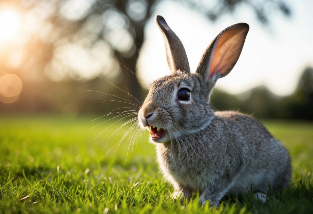 A rabbit with continuously growing teeth and constantly lengthening ears
