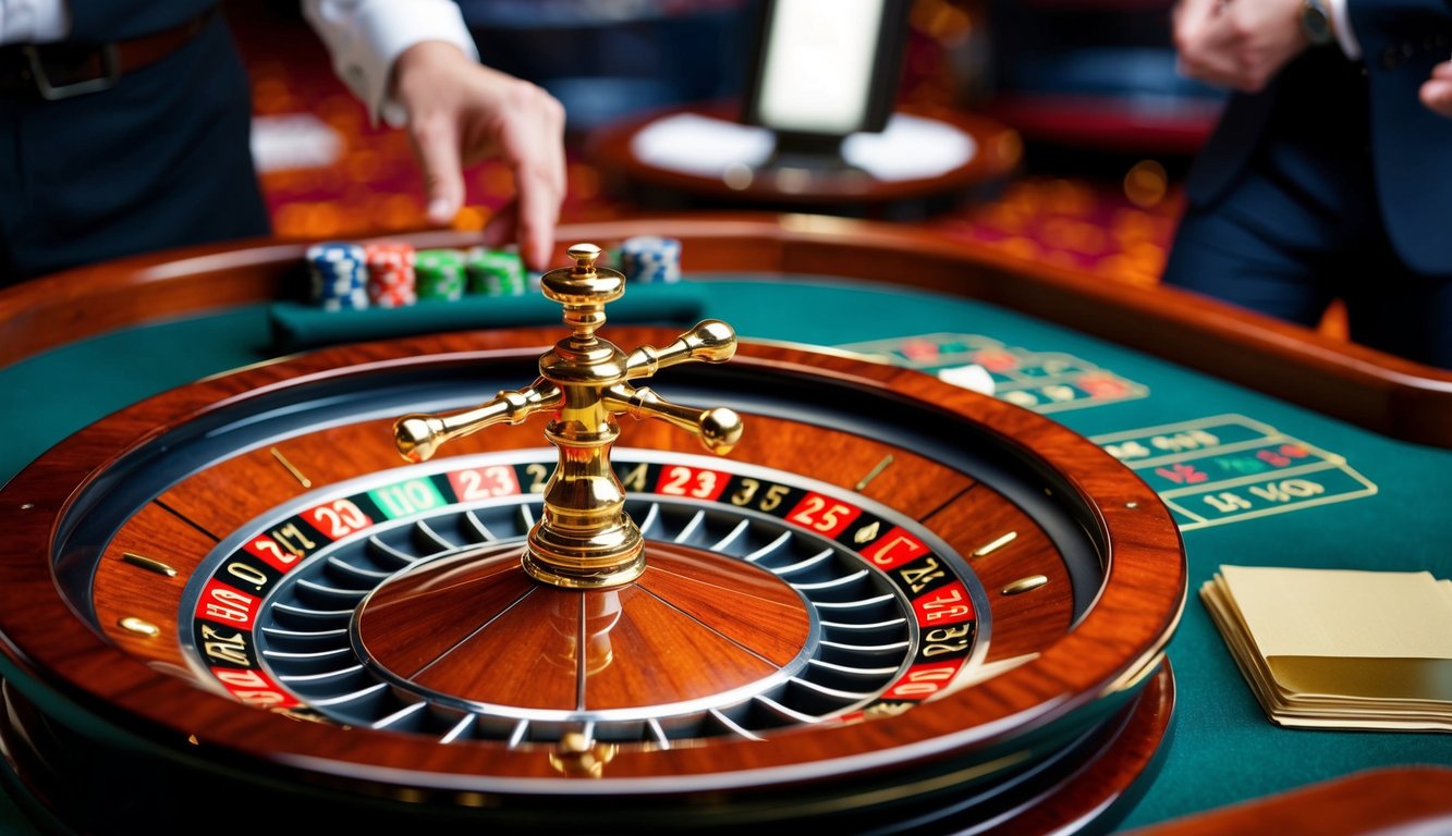 Roda roulette berputar di kasino online dengan streaming langsung berkualitas tinggi dalam HD