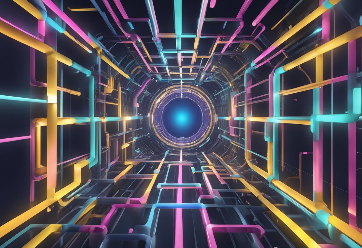 A small particle passing through a solid barrier, symbolizing overcoming obstacles through quantum tunneling