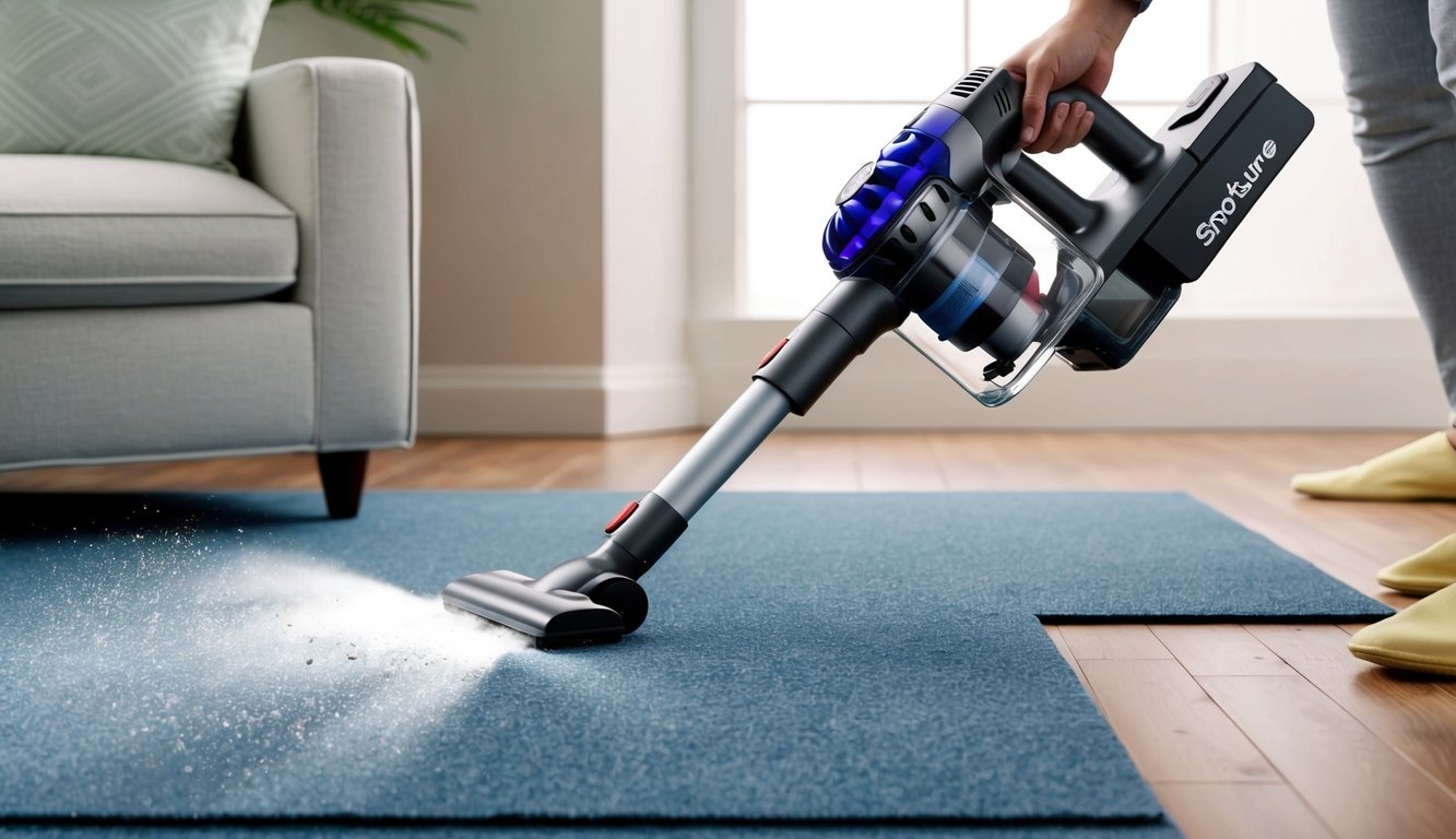 Un aspirateur sans fil (smoture 550) utilisé pour nettoyer une variété de surfaces avec aisance et flexibilité.